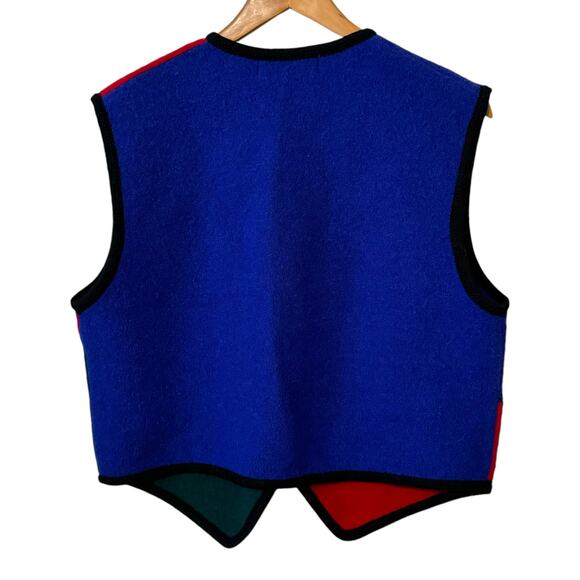 Vintage Boiled Wool Size Large Lisa International Zip Up Christmas Vest - Picture 5 of 10